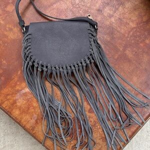 Street Level Gray Fringe Crossbody Bag